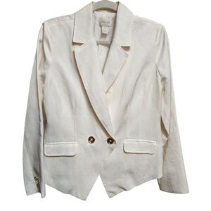 Chico's White Tailored Blazer with Notched Lapels Fitted EUC Boss Babe Size S/4‎